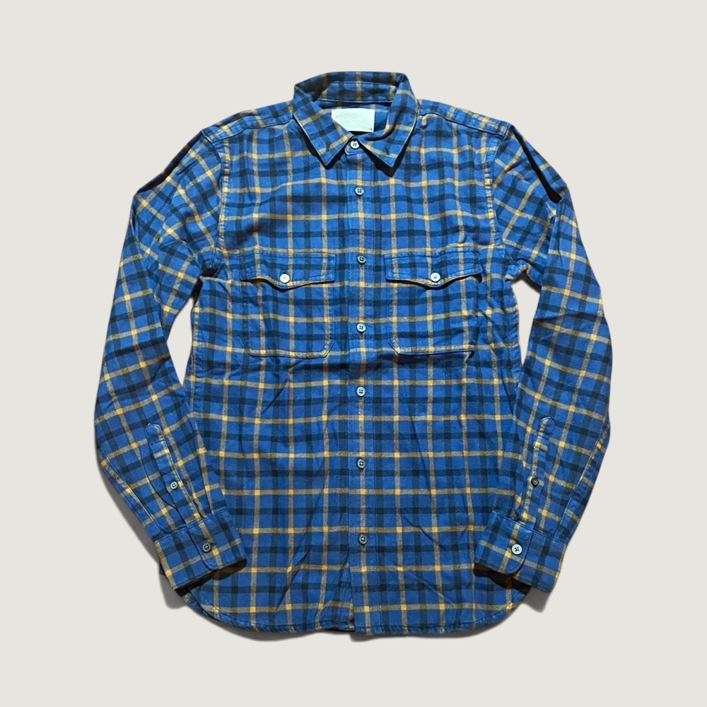 Everlane NWT Men's Flannel Button Up Shirt XS Blue Plaid Long Sleeve Fall